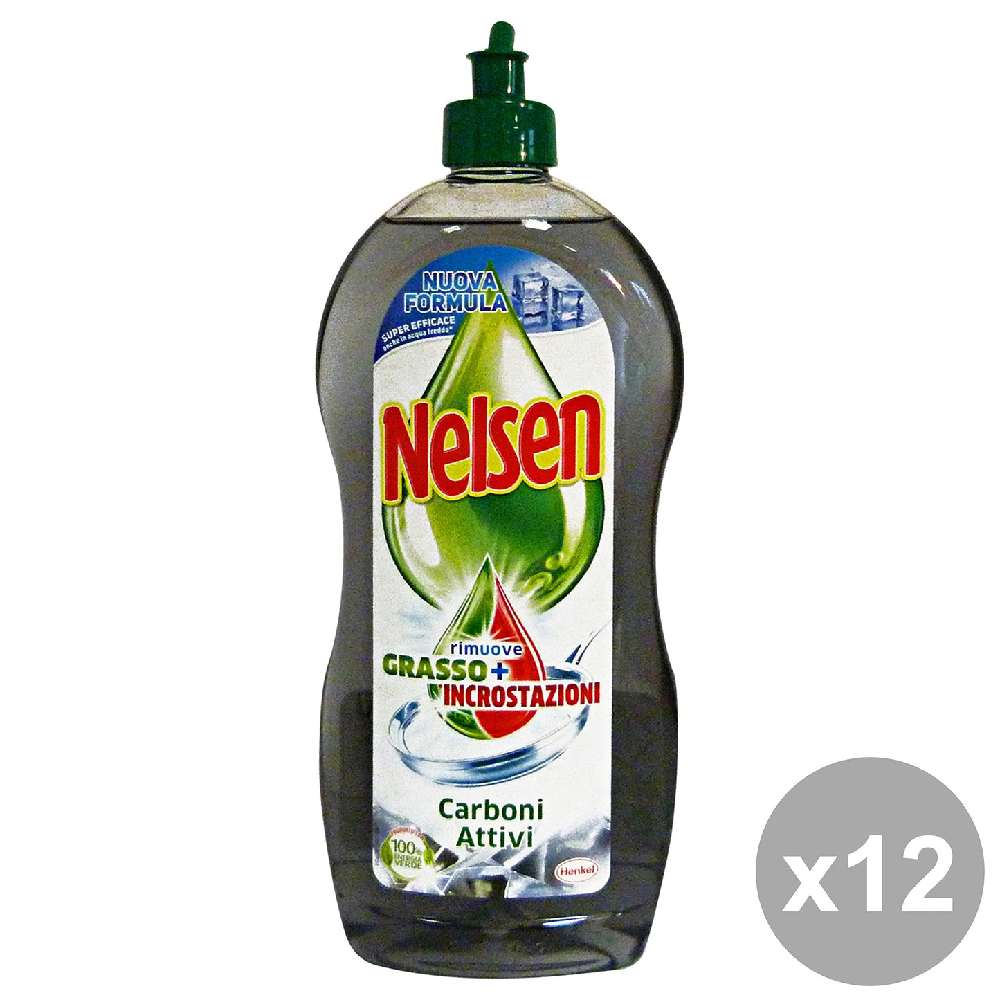 Set 12 NELSEN Piatti 900 Ml. CARBONI ATTIVI Detergenti casa