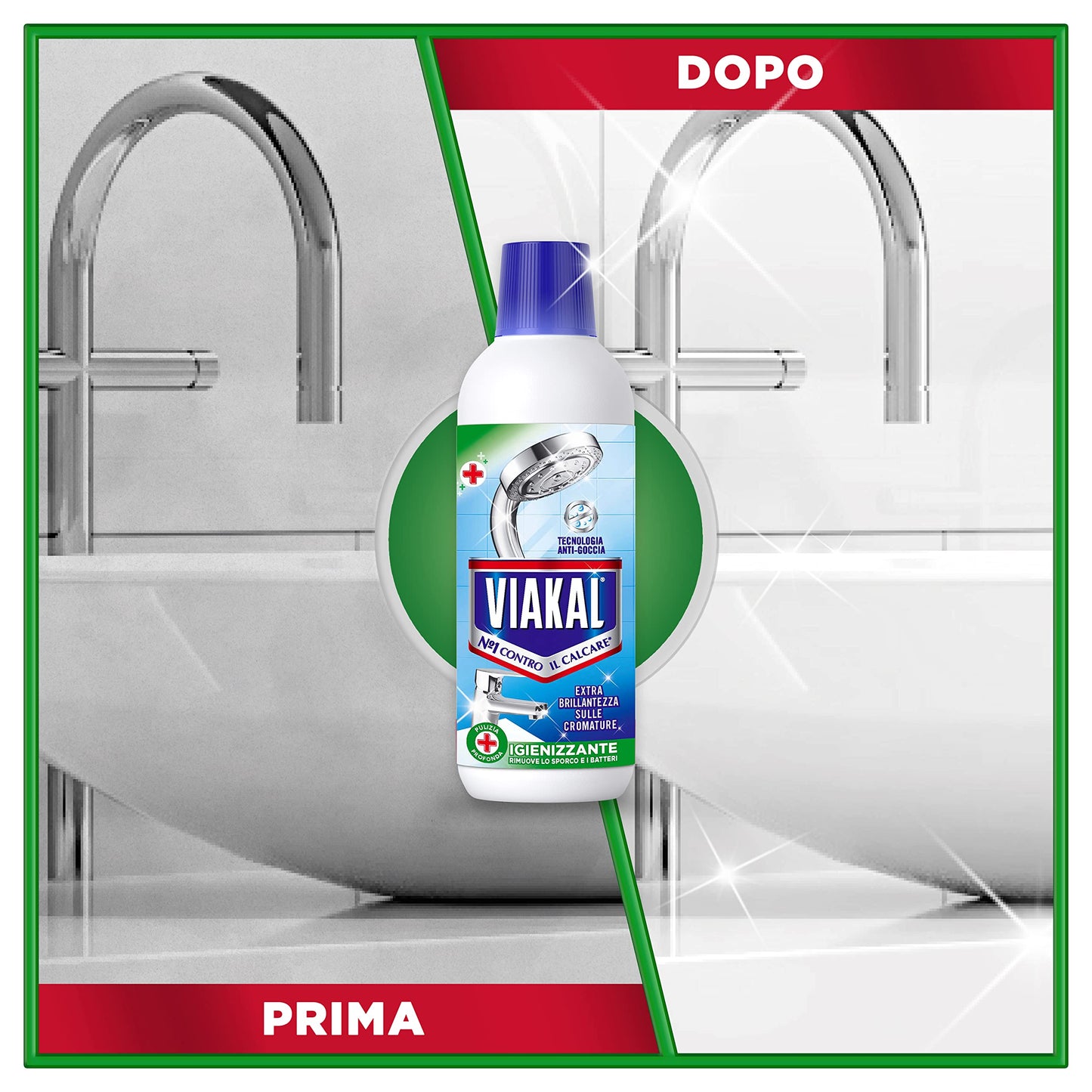 Viakal Anticalcare Detersivo Liquido Igienizzante, 10 x 470 ml, Per Incrostazioni Di Calcare Difficili In Bagno E In Cucina, Con Tecnologia Anti-goccia