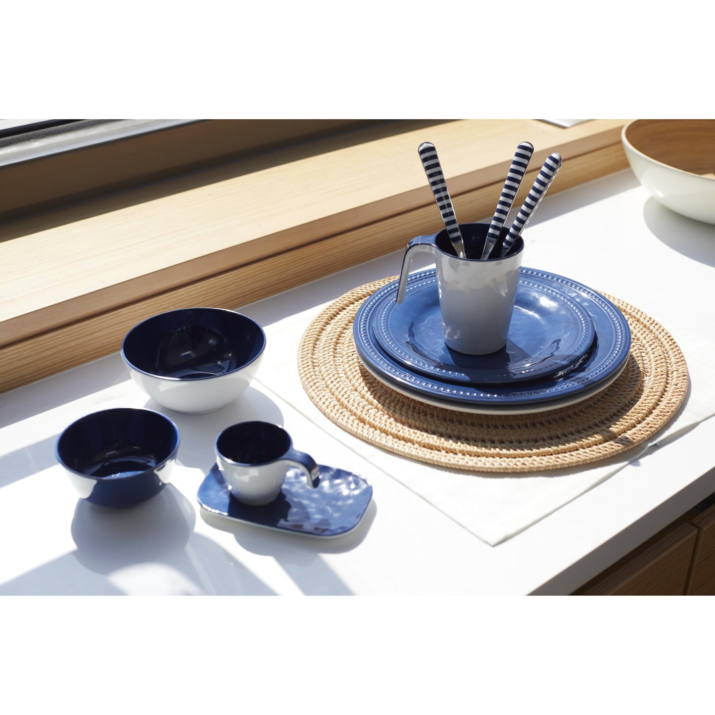 Overstock Blue Melamine Harmony Collection - Set di 6 piatti piani