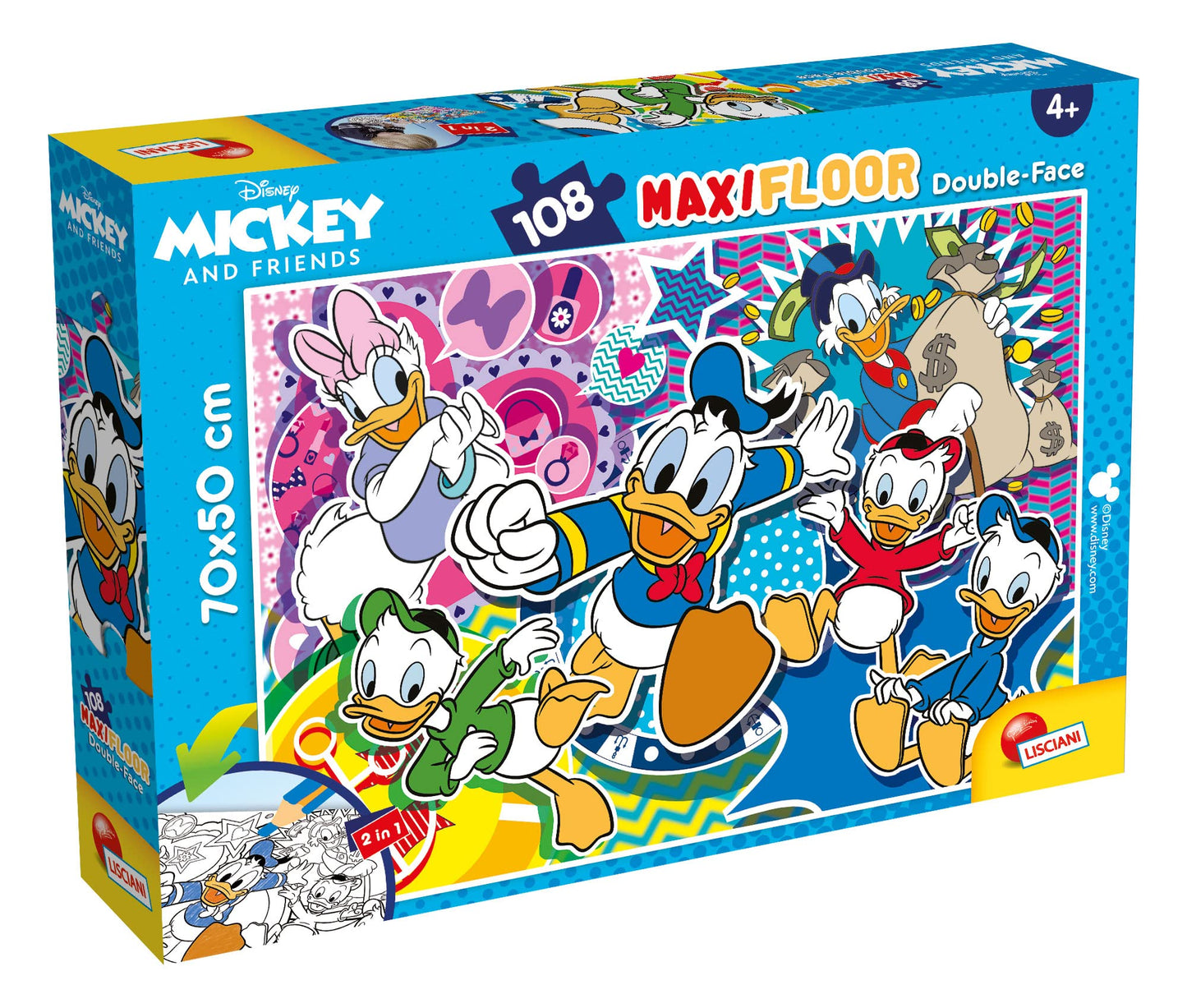 Lisciani Giochi- Disney Puzzle DF Maxi Floor 108 Paperino, Colore, 91782