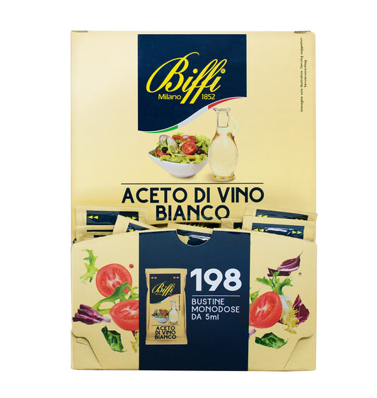 Biffi - Aceto di Vino Bianco - Monodose - 198 bustine monoporzione da 5 ml