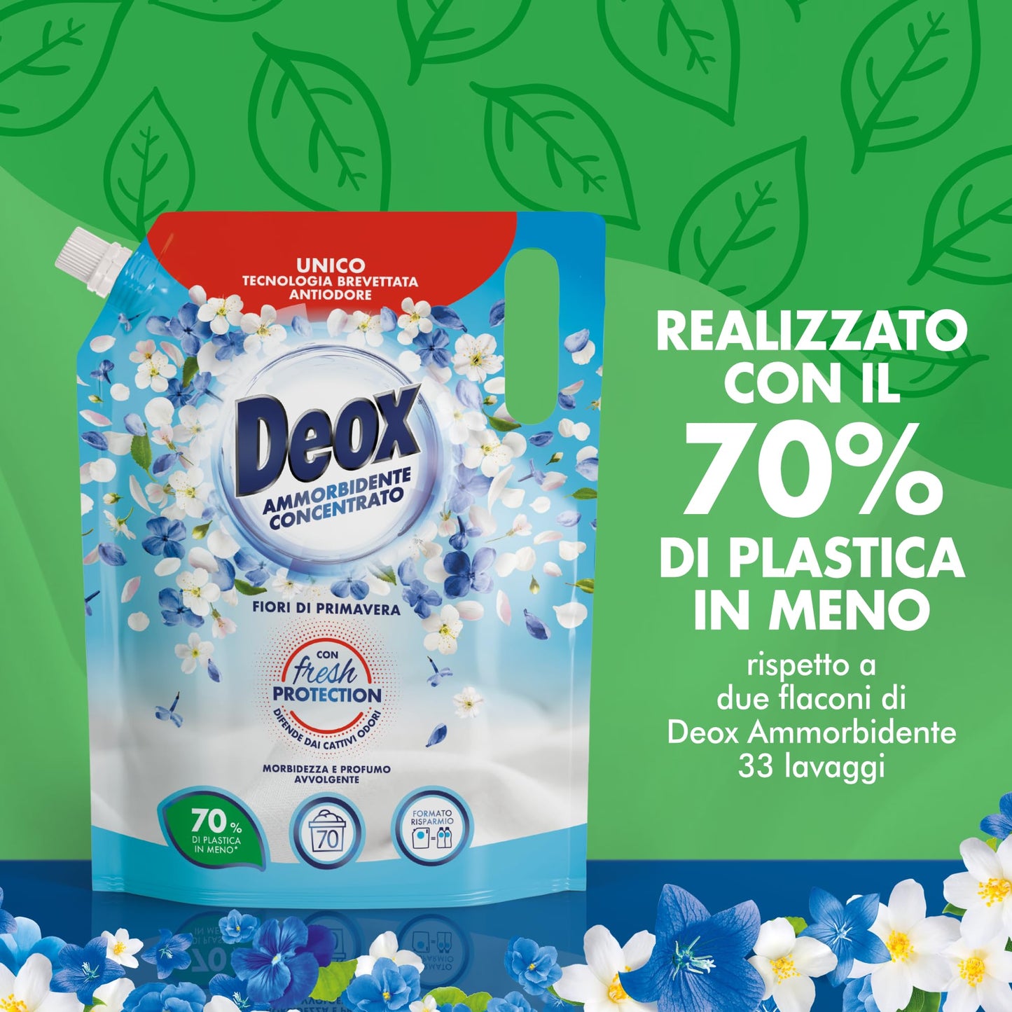 Deox Ammorbidente Concentrato, 280 Lavaggi, Fiori di Primavera, Ecoformato, 4 x 1400 ml