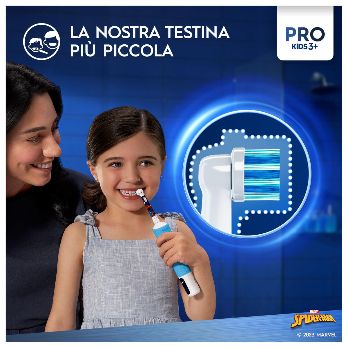 Oral-B Spazzolino Elettrico Ricaricabile Pro Kids Marvel Spiderman, 1 Testina, per Bambini da 3 Anni in Su, 1 Spazzolino