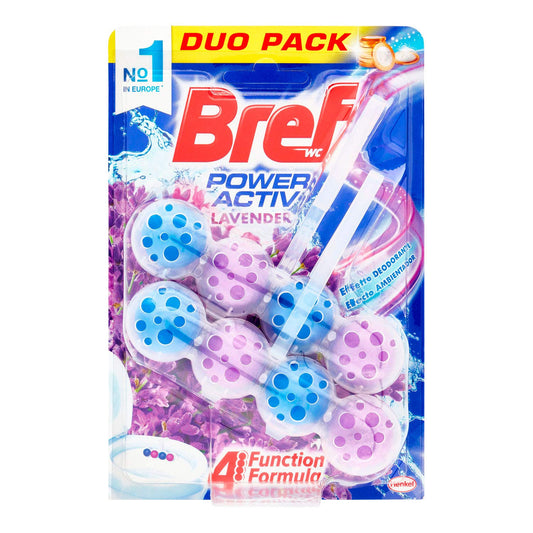 Bref WC Power Activ Lavanda, Detergente Profumatore Wc, Pulizia e Freschezza, Formato da 2 Pezzi