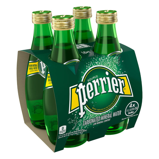Perrier, Acqua Minerale Frizzante in Vetro - 4 bottiglie da 33cl