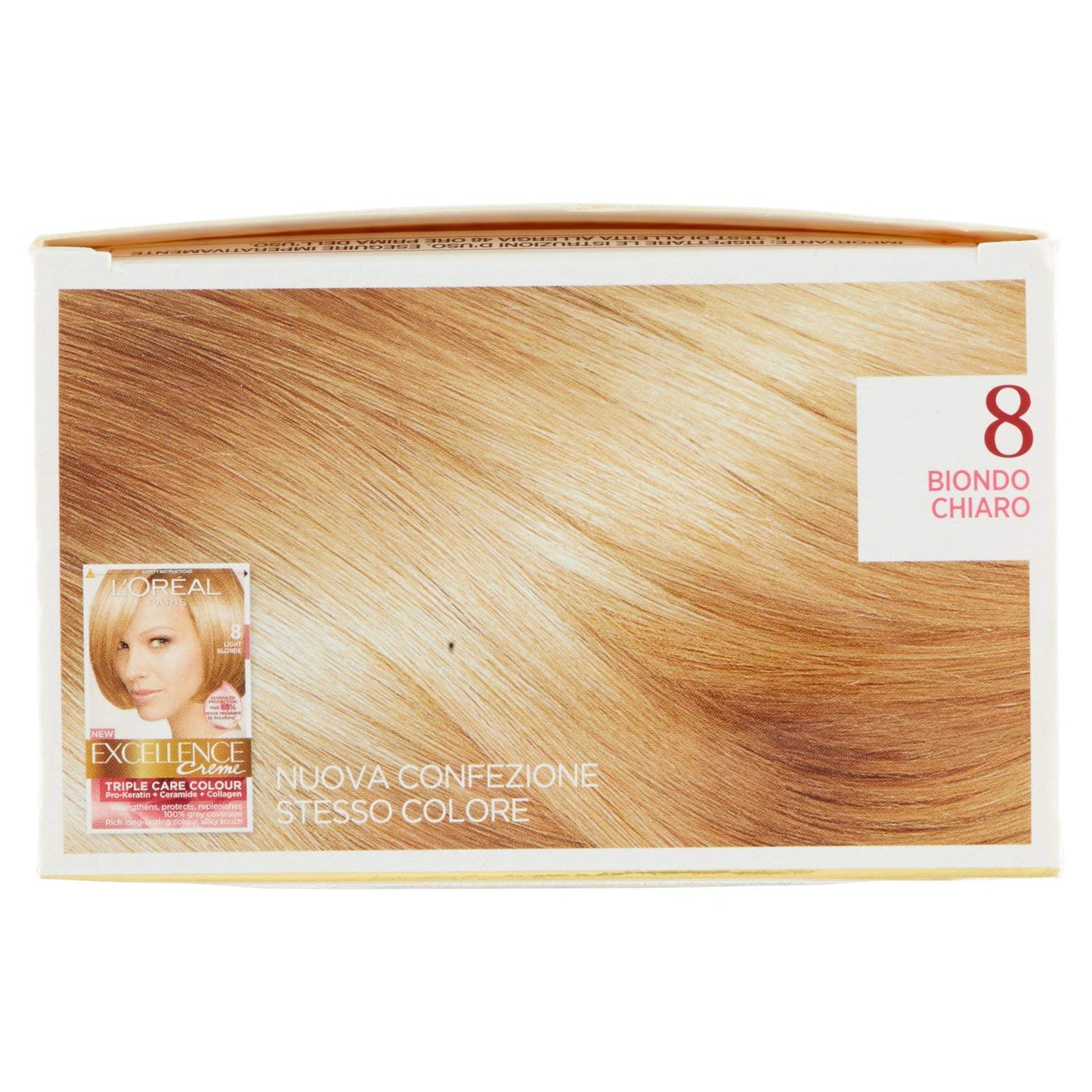 l'Oréal Paris Excellence Crema Colorante Triplo Trattamento Avanzato, 8 Biondo Chiaro - 1 Pacco