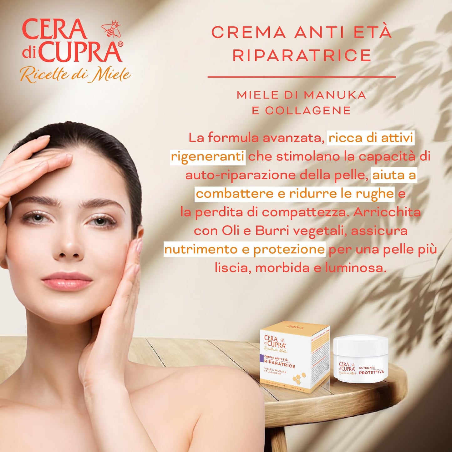 Cera di Cupra, Crema Anti Età Riparatrice, Formula Avanzata che Aiuta a Combattere e Ridurre le Rughe e la Perdita di Compattezza, Made in Italy, Dermatologicamente Testata, 50 ml
