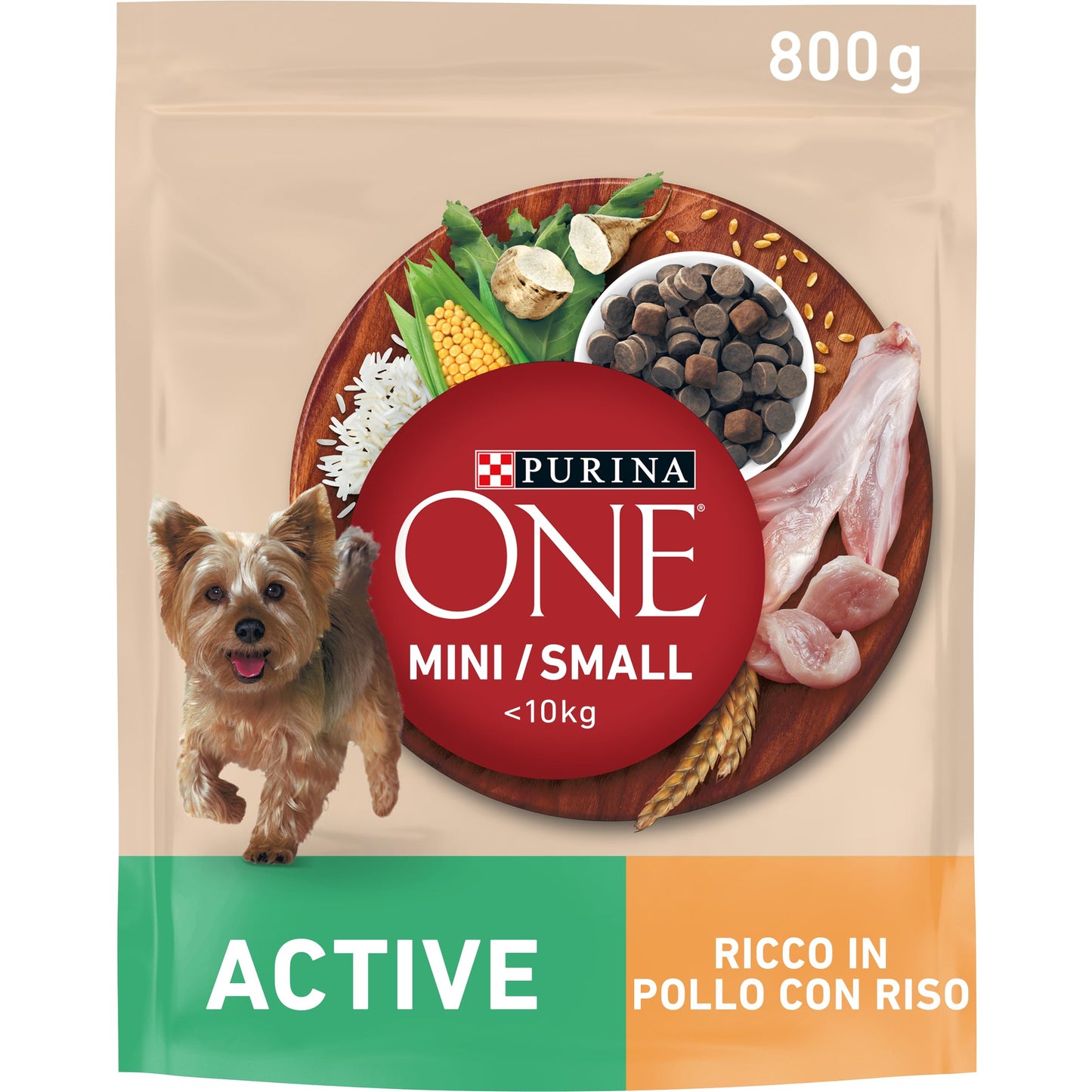 PURINA ONE Mini Active Crocchette per Cani Adulti con Pollo e Riso Sacco da 800g