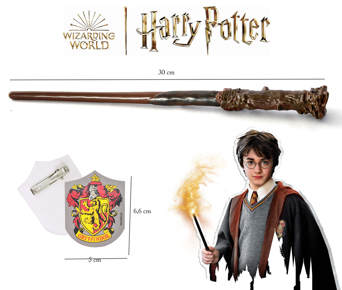 Ciao- Bacchetta Harry Potter (30cm) con Stemma Gryffindor in Scatola
