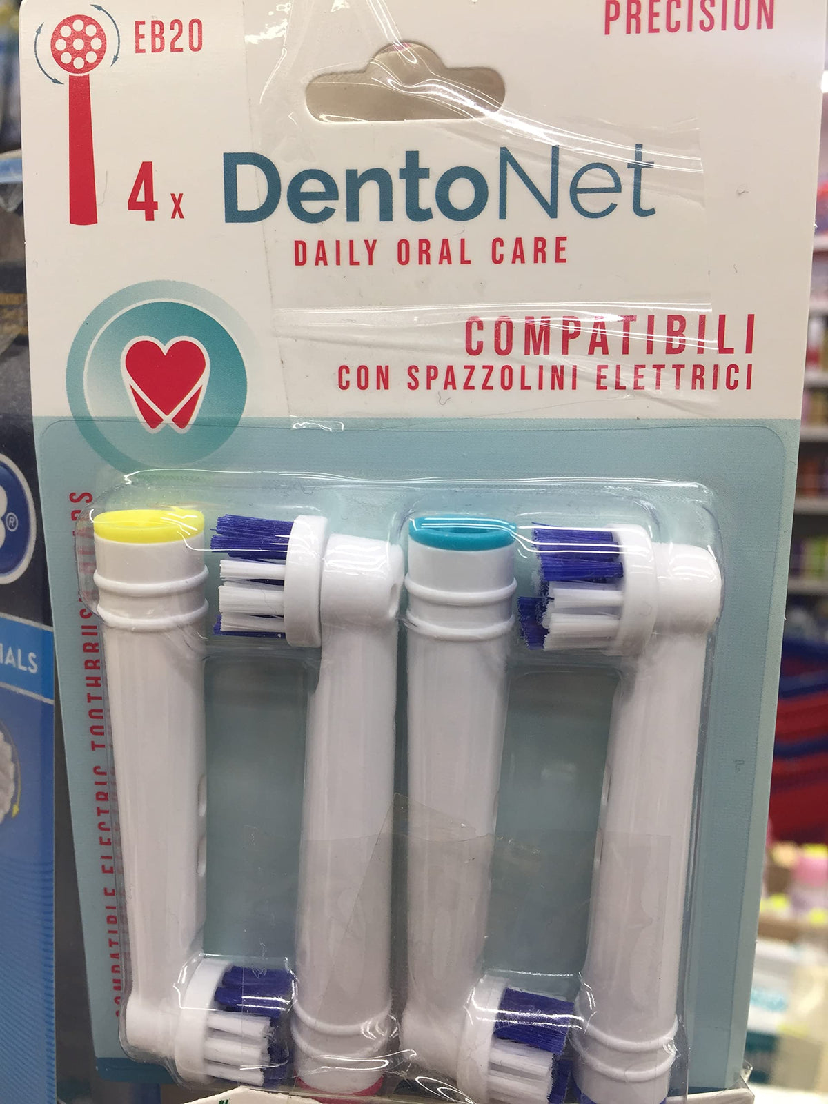 Dentonet Precision Testine di Ricambio Universali per Spazzolino Elettrico, 1 confezione da 4 testine