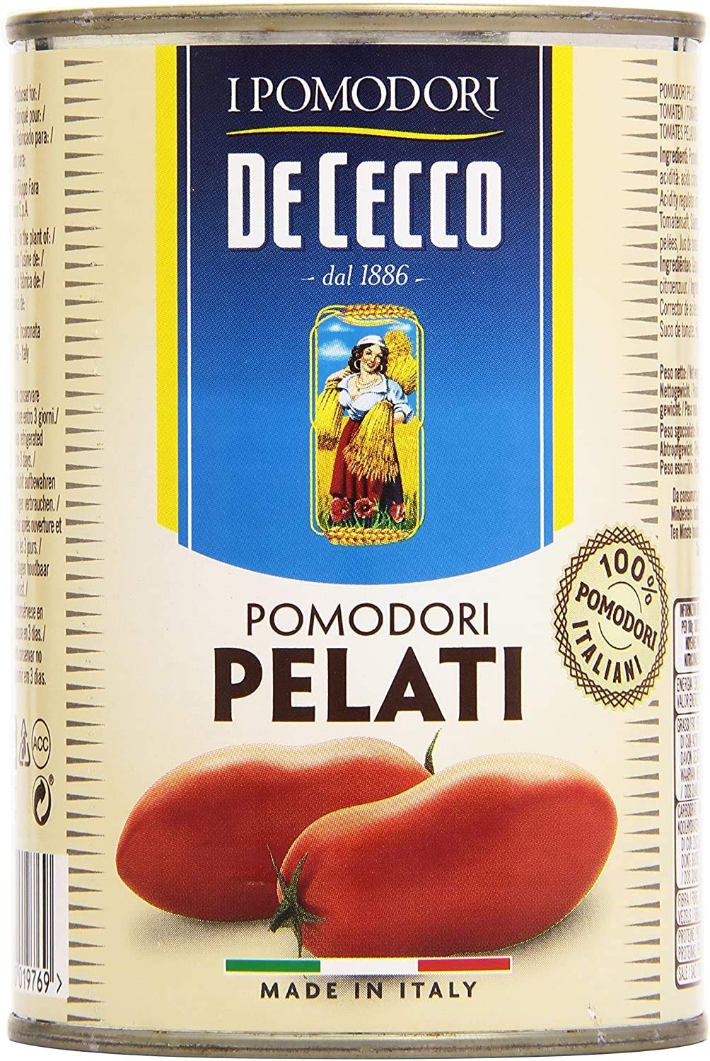 De Cecco Pomodori Pelati - 12 pezzi da 400 g [4800 g]