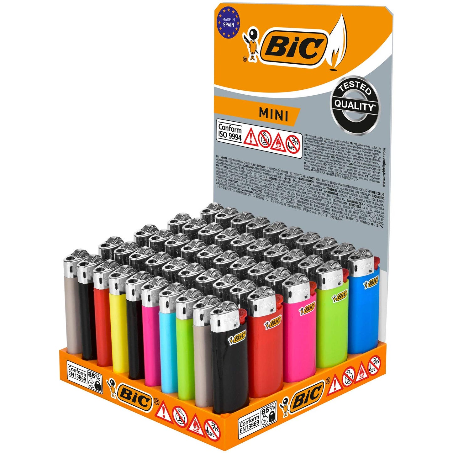 BIC Mini Flint - accendini in diversi colori, vassoio con 50 pezzi