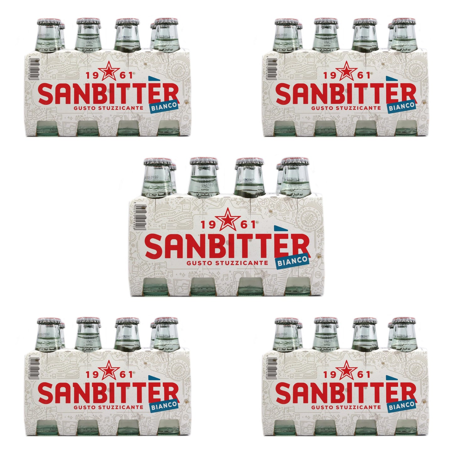 San Pellegrino Sanbitter Bianco 10cl x 40 | Bitter Bianco Soda Frizzante in Vetro | Confezione da 40 Bottigliette in vetro da 100ml
