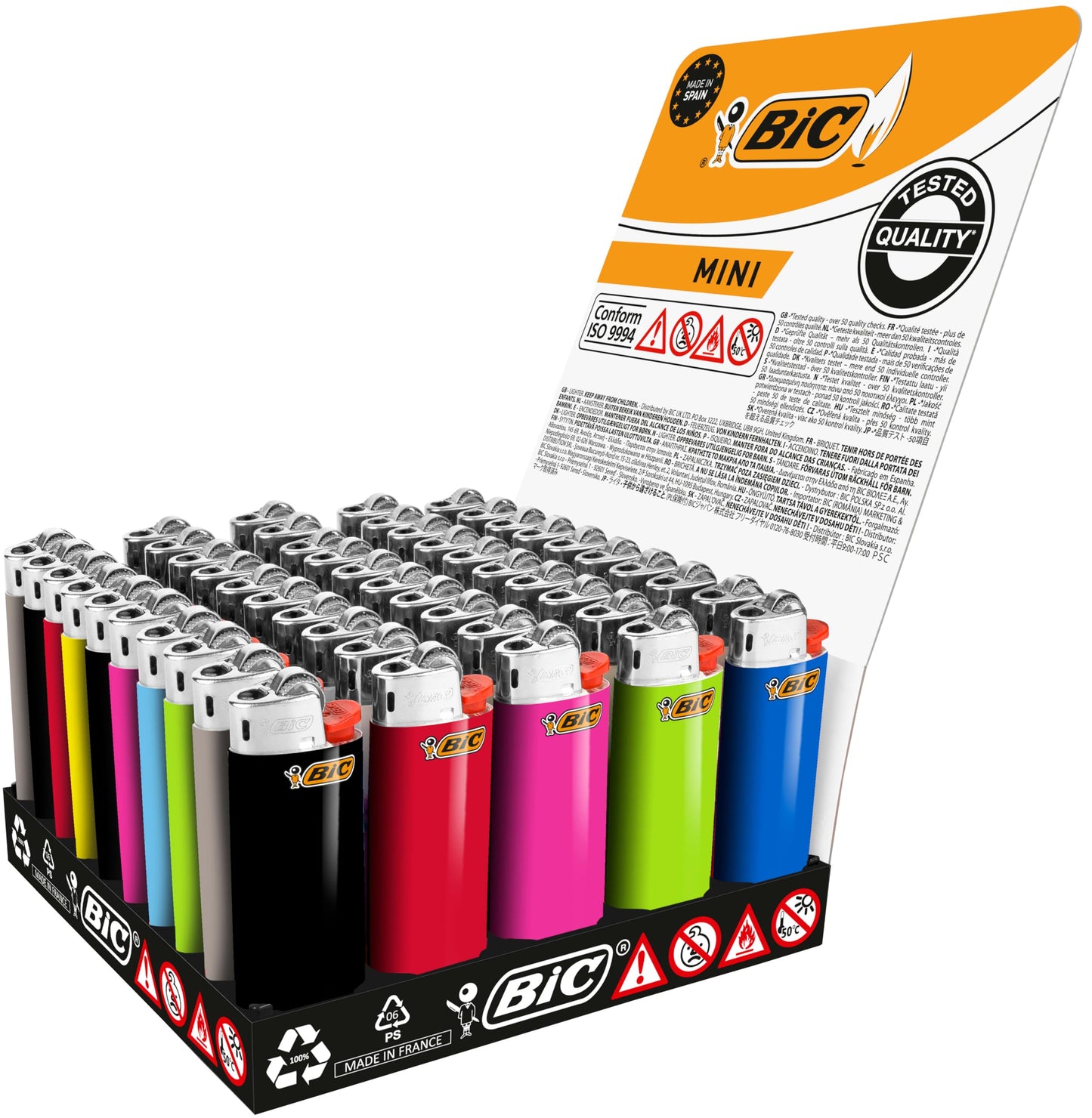 50 Accendini BIC J25 a colori con pietrina
