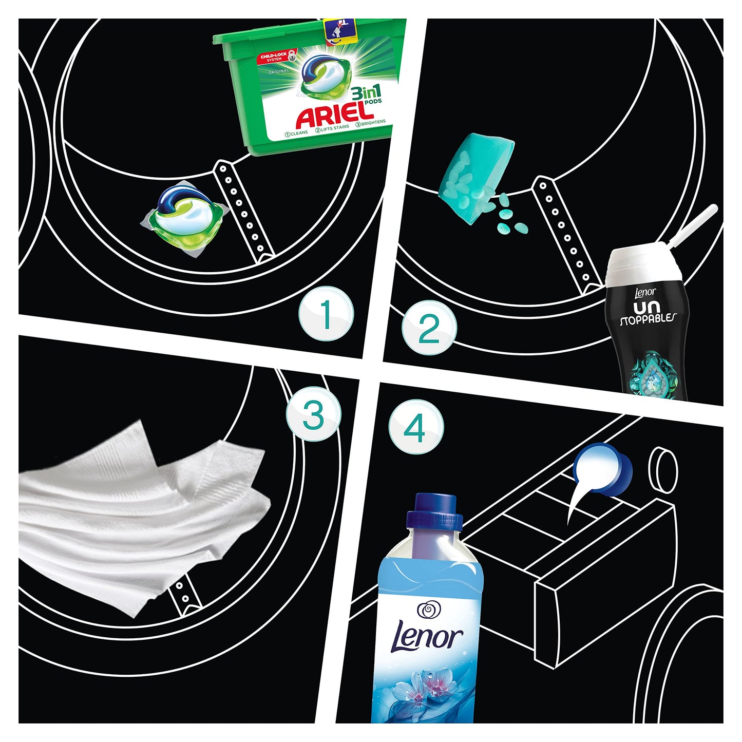 Lenor UNstoppables Perle di profumo per i vestiti, 90 lavaggi (6 x 210 gr), fragranza Lavish