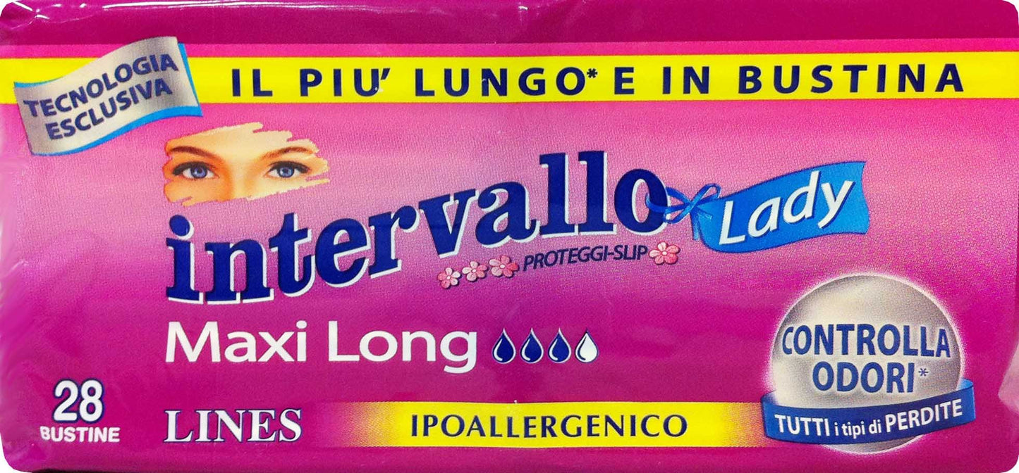 8 x LINES Proteggi Slip Intervallo Maxi Long 28 Bustine 28 PEZZI