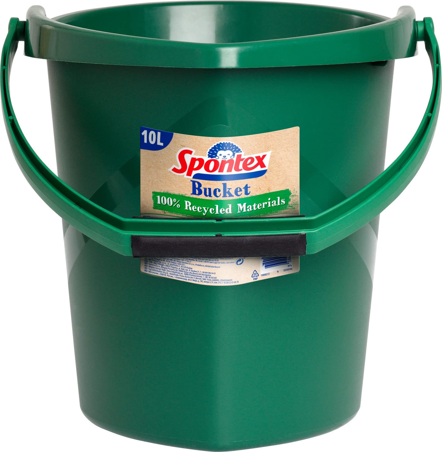 Spontex Eco Green 19800212 - Secchio in materiale riciclato al 100% con manico sul fondo del secchio, capacità 10 l, colore: Verde