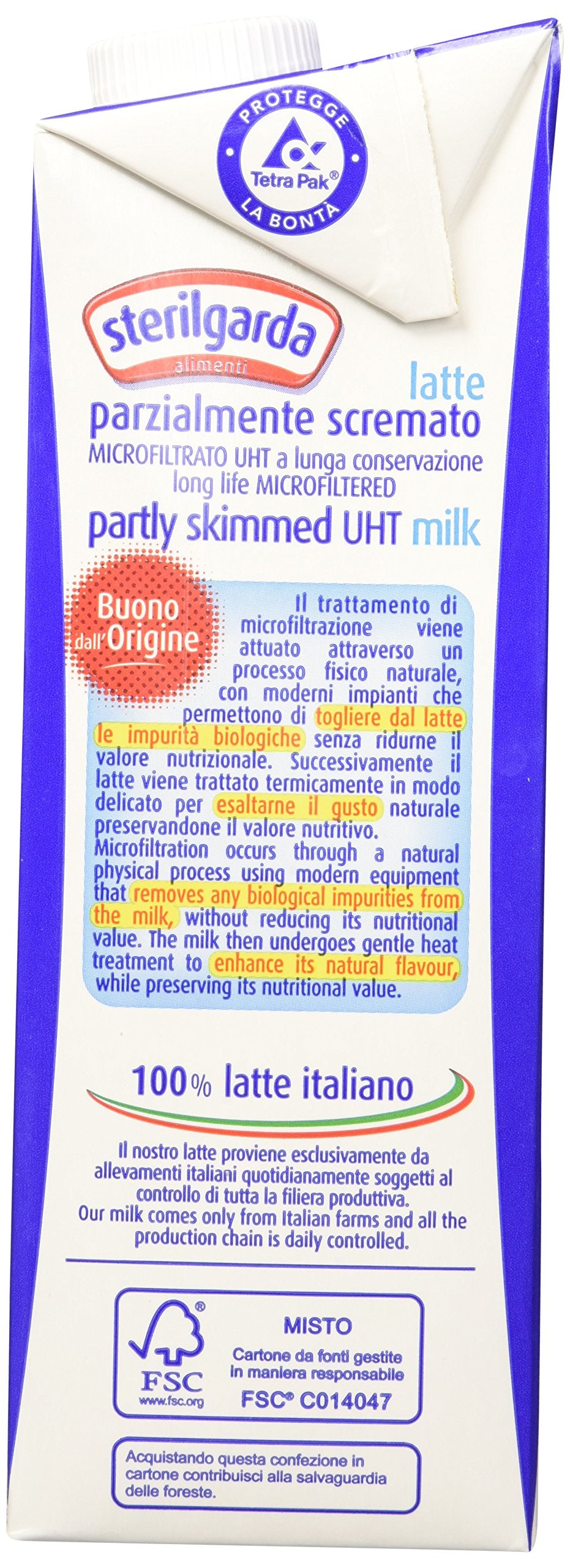 Sterilgarda - Latte UHT, Parzialmente Scremato, 100% Italiano - 5 confezioni da 1 l [5 l]