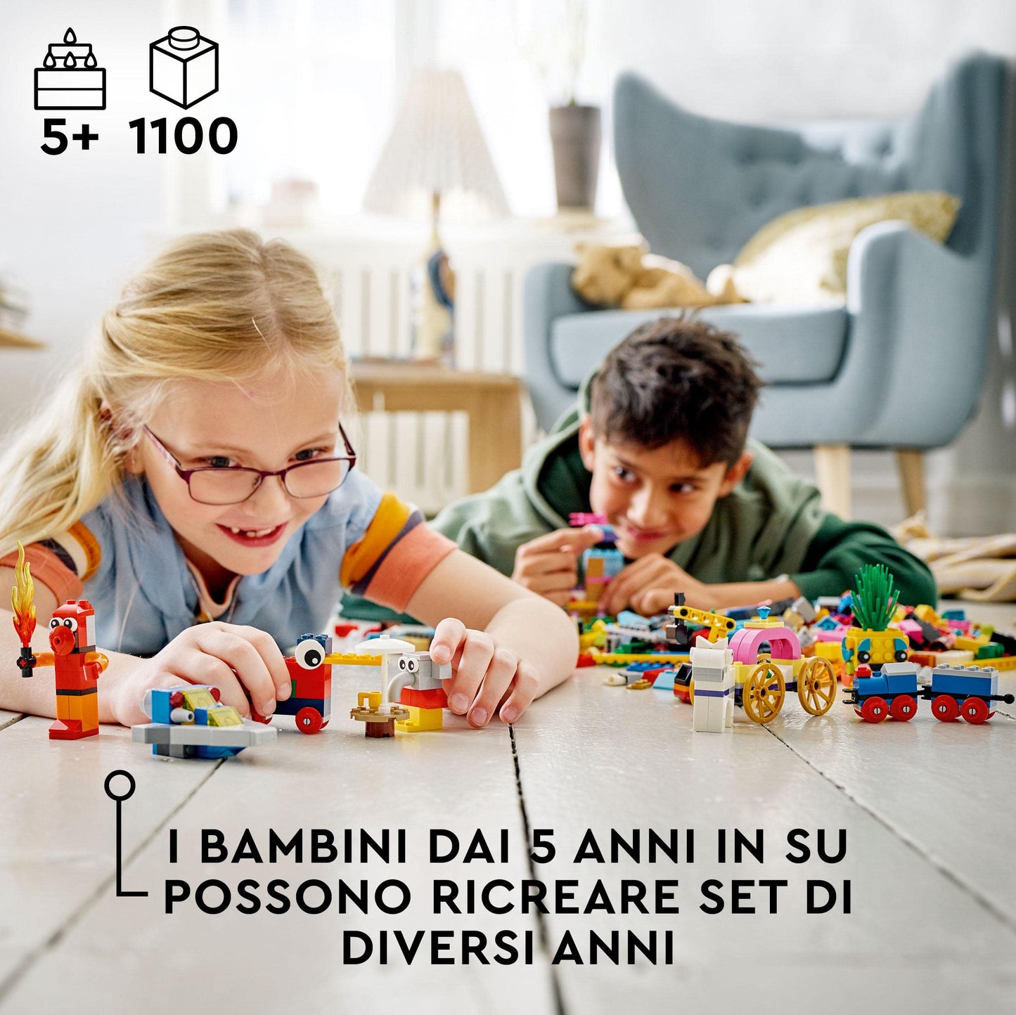 LEGO 11021 Classic 90 Anni di Gioco, Scatola con Mattoncini Colorati per 15 Mini Costruzioni di Modelli Iconici come un Treno Giocattolo, Giochi per Bambini dai 5 Anni