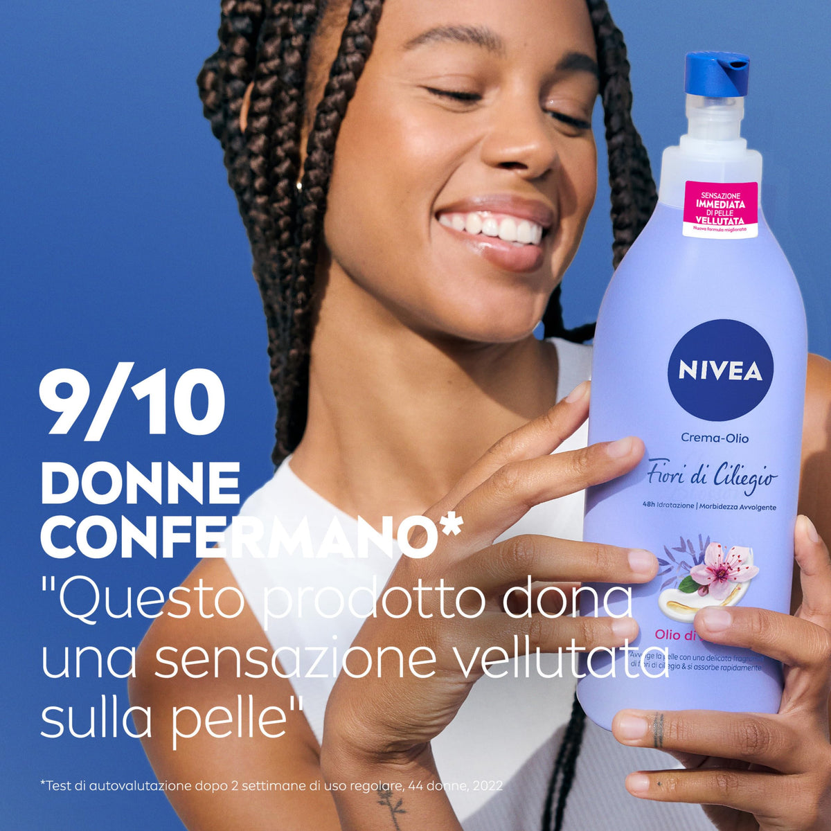 NIVEA Crema-Olio Fiori di Ciliegio & Olio di Jojoba 400 ml, Crema idratante corpo 48h, Crema corpo profumata con Olio di Jojoba e fragranza di Fiori di Ciliegio, Crema corpo idratante pelle secca