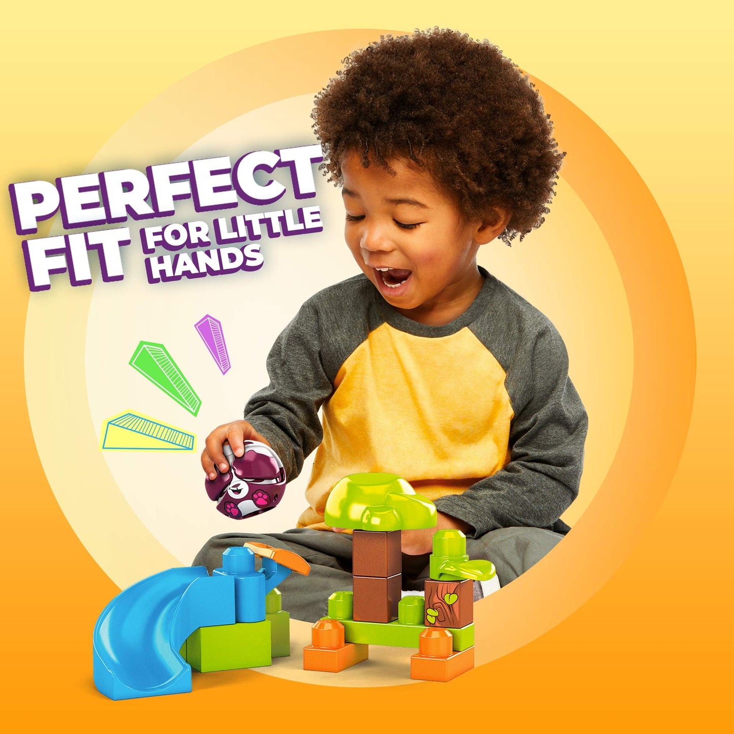 Mega Bloks First Builders, Bubù Cuccioli con Lanciatore Tema Foresta, 12 Blocchi da Costruzione, Giocattolo per Bambini 1+ Anni,GKX68