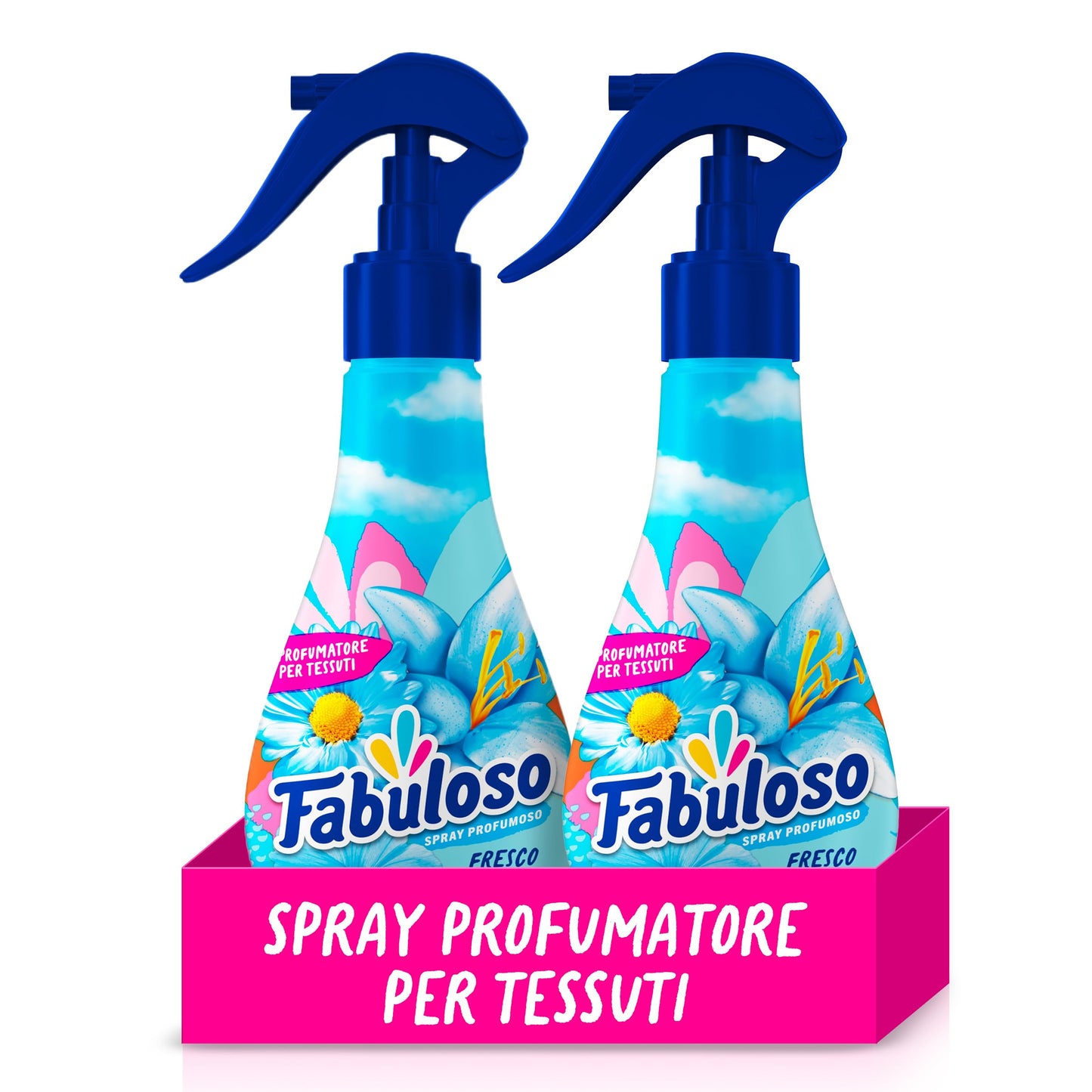 Fabuloso Spray Profumatore per Tessuti Fresco Mattino 2x250ml, Profumatore per Tessuti, Rinfresca i Capi, Spruzzo Sottile e Uniforme, Utilizzabile su Capi e Tessuti Bagnati