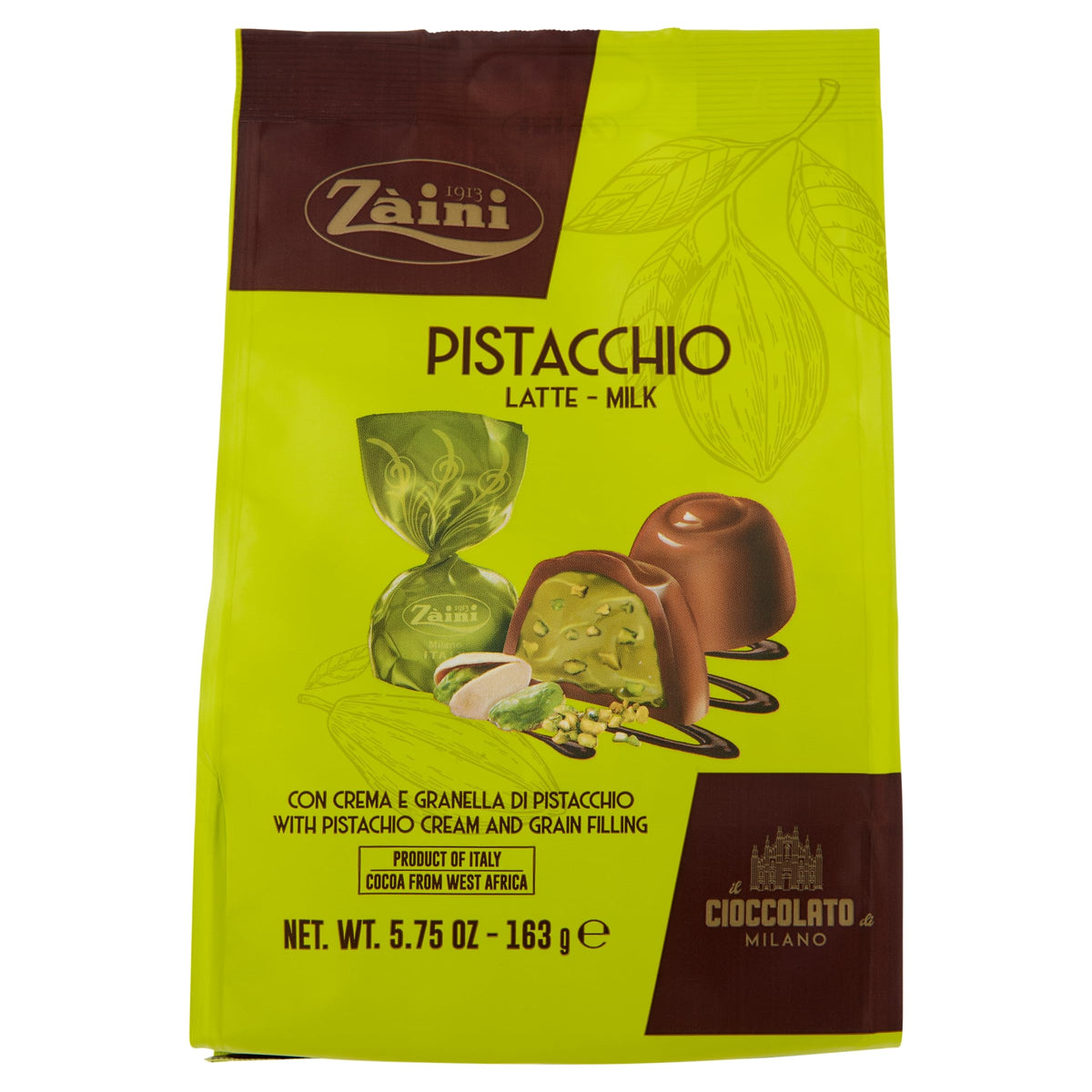 CIOCCOLATINI AL LATTE CON CREMA E GRANELLA DI PISTACCHIO ZAINI