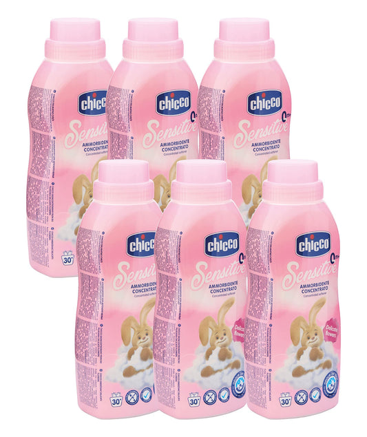 Chicco Sensitive Fiori Delicati Ammorbidente Concentrato, 180 Lavaggi, Formato Scorta, per Tutti i Capi del Bambino, Ipoallergenico senza Coloranti, 0+ Mesi, 6 Confezioni x 750 ml