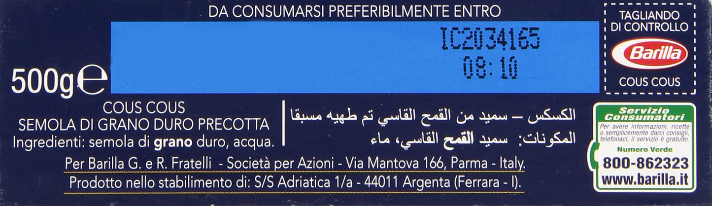 Barilla Cous Cous di Grana Media per una Cottura Veloce, Circa 7 Porzioni, - Confezione da 1.5 kg