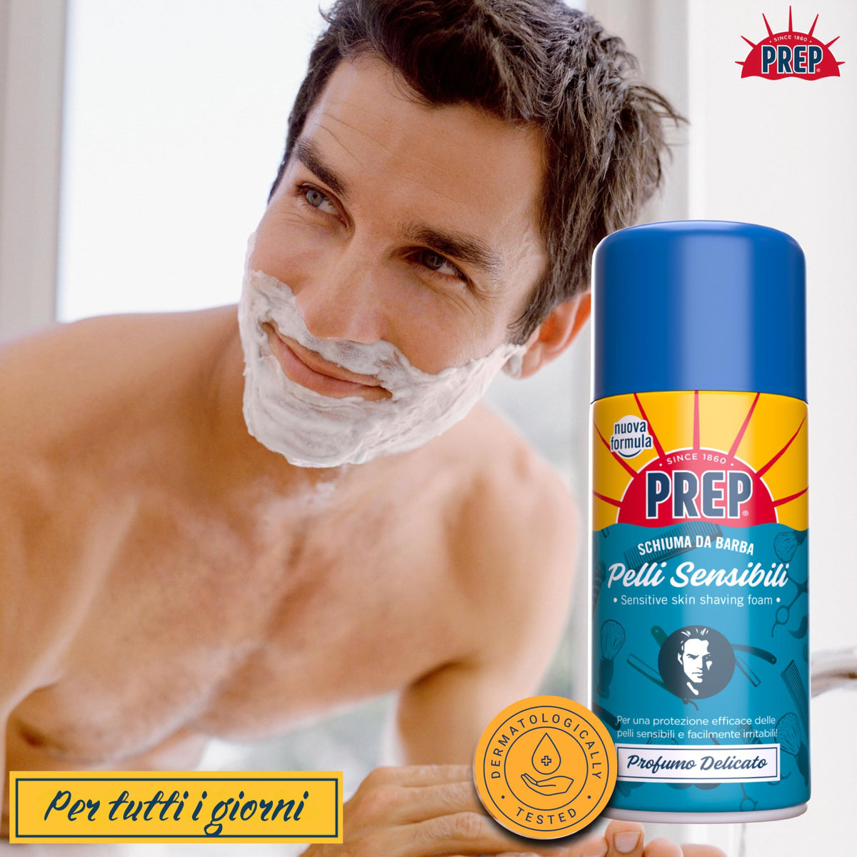 Prep Schiuma da Barba Pelli Sensibili per Pelli Sensibili e Facilmente Irritabili, 300ml