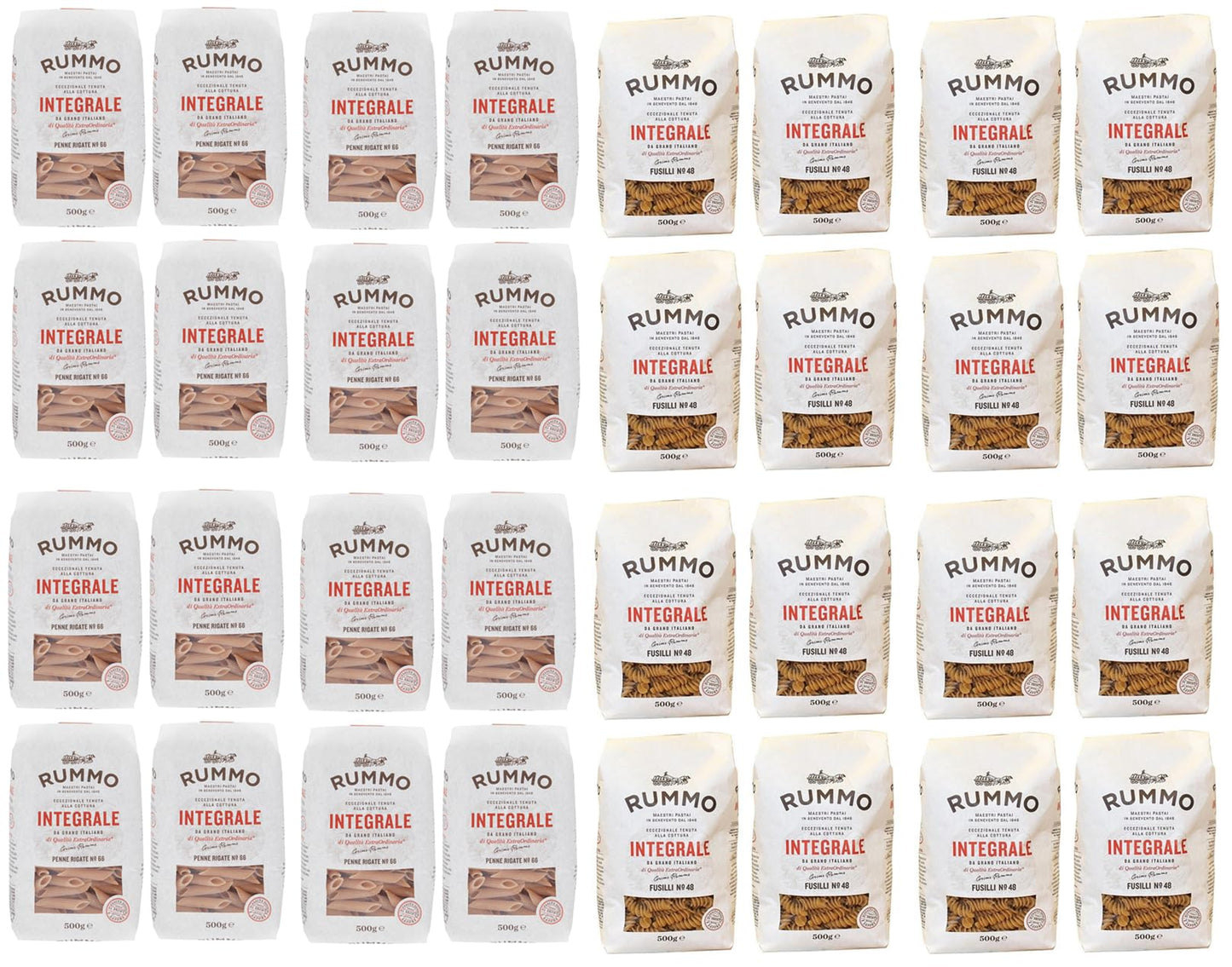 Rummo Pasta Integrale Confezione Prova 16x Penne Rigate + 16x Fusilli Pasta Italiana ( 32 x 500g )