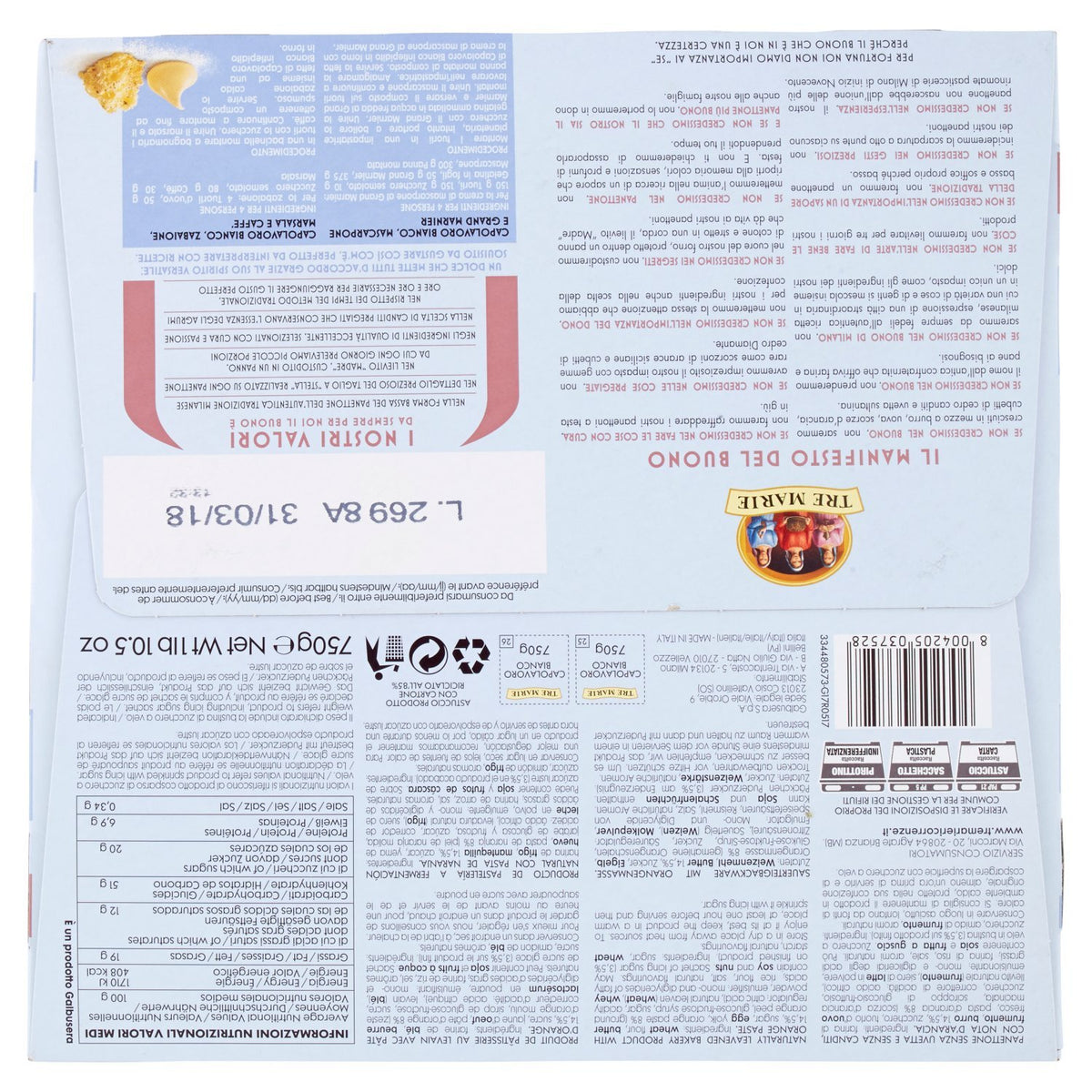 Le Tre Marie Panettone Capolavoro Bianco Gr.750
