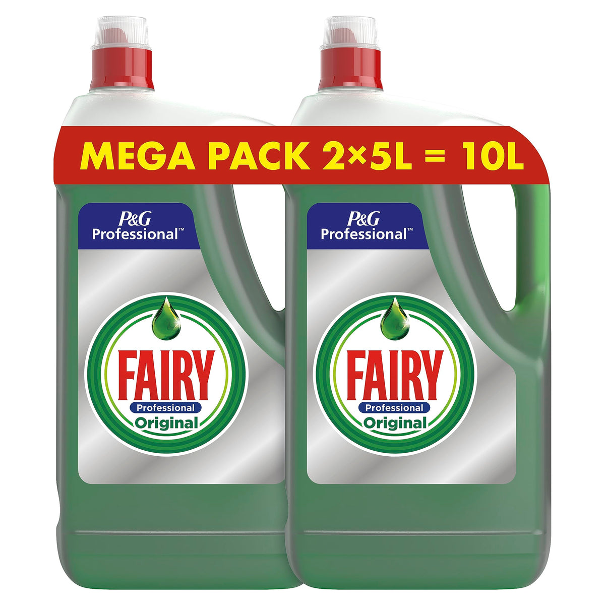 FAIRY Professional Original Detersivo Piatti Professionale a Mano, Formato 10 Litri (2 X 5L), Azione Sgrassante, Piatti Puliti e Lucenti, Ideale per le Cucine Professionali