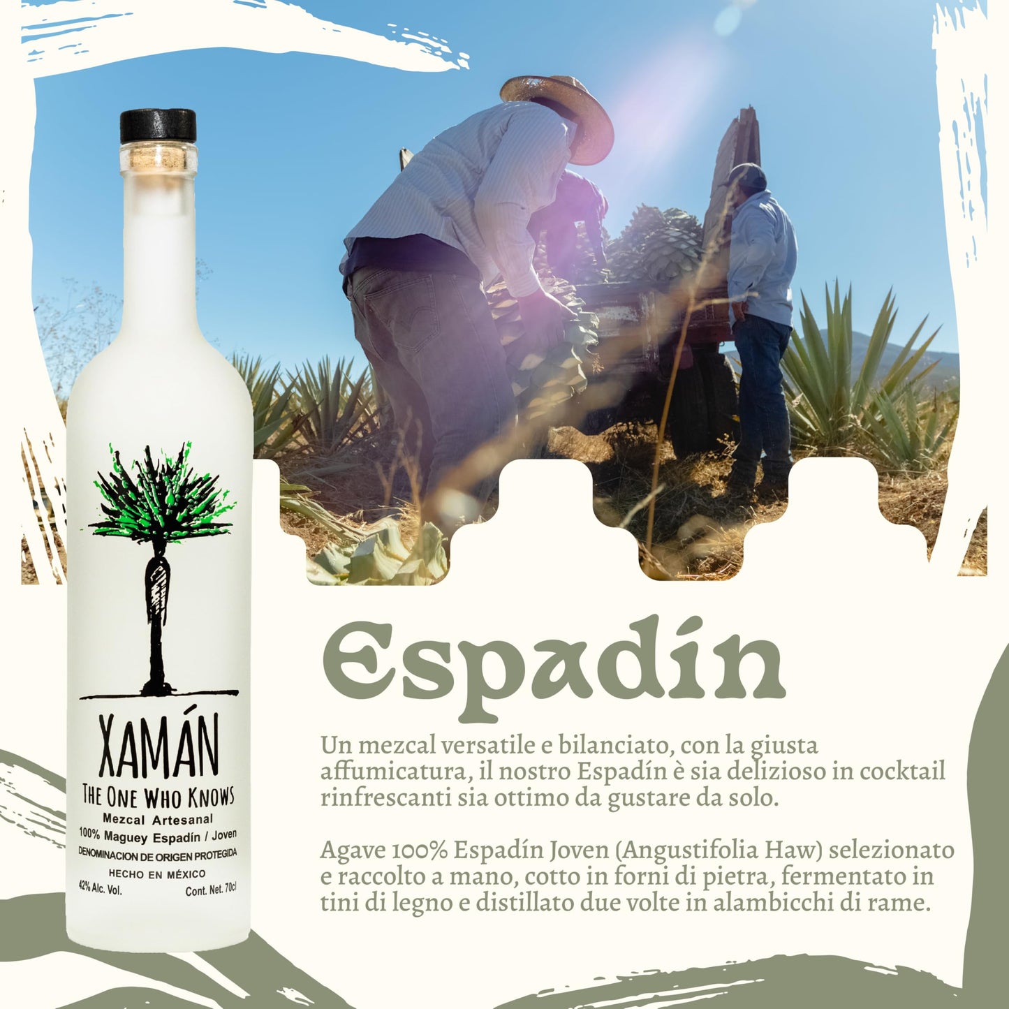 Mezcal Xamán Espadín Joven Mescal Artigianale Messicano, 100% Agave, Blanco 70cl, 42% Vol Mezcal Versatile, Delizioso nei Cocktail o da Gustare da Solo