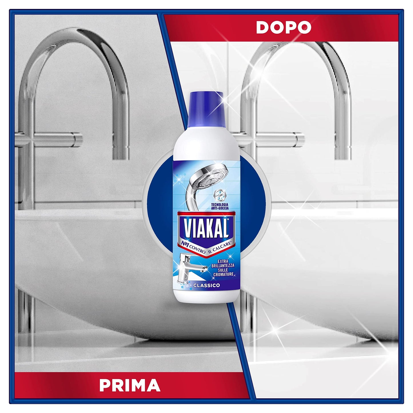 Viakal Anticalcare Detersivo Liquido Bagno, 2 x 630 ml, con Tecnologia Anti-goccia, per un Bagno Pulito e Profumato, 100% di Plastica Riciclata