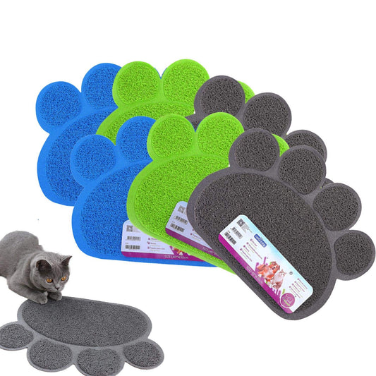 Nobleza Tappetino per animali domestici, tappetino per lettiera per cani, gatti, cibo e acqua, tovaglietta singola, a forma di zampa, 40 x 30 cm, set da 6
