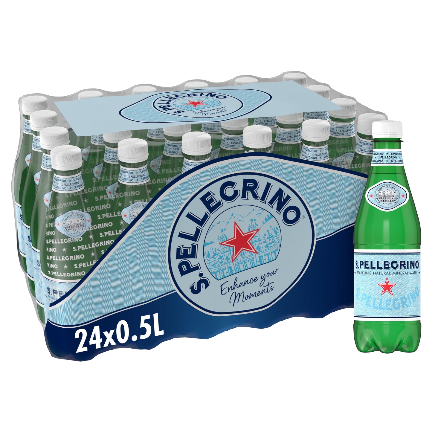 S. Pellegrino Acqua Minerale Naturale con Gas 4 Confezioni da 6 x 50 cl, 24 Bottiglie