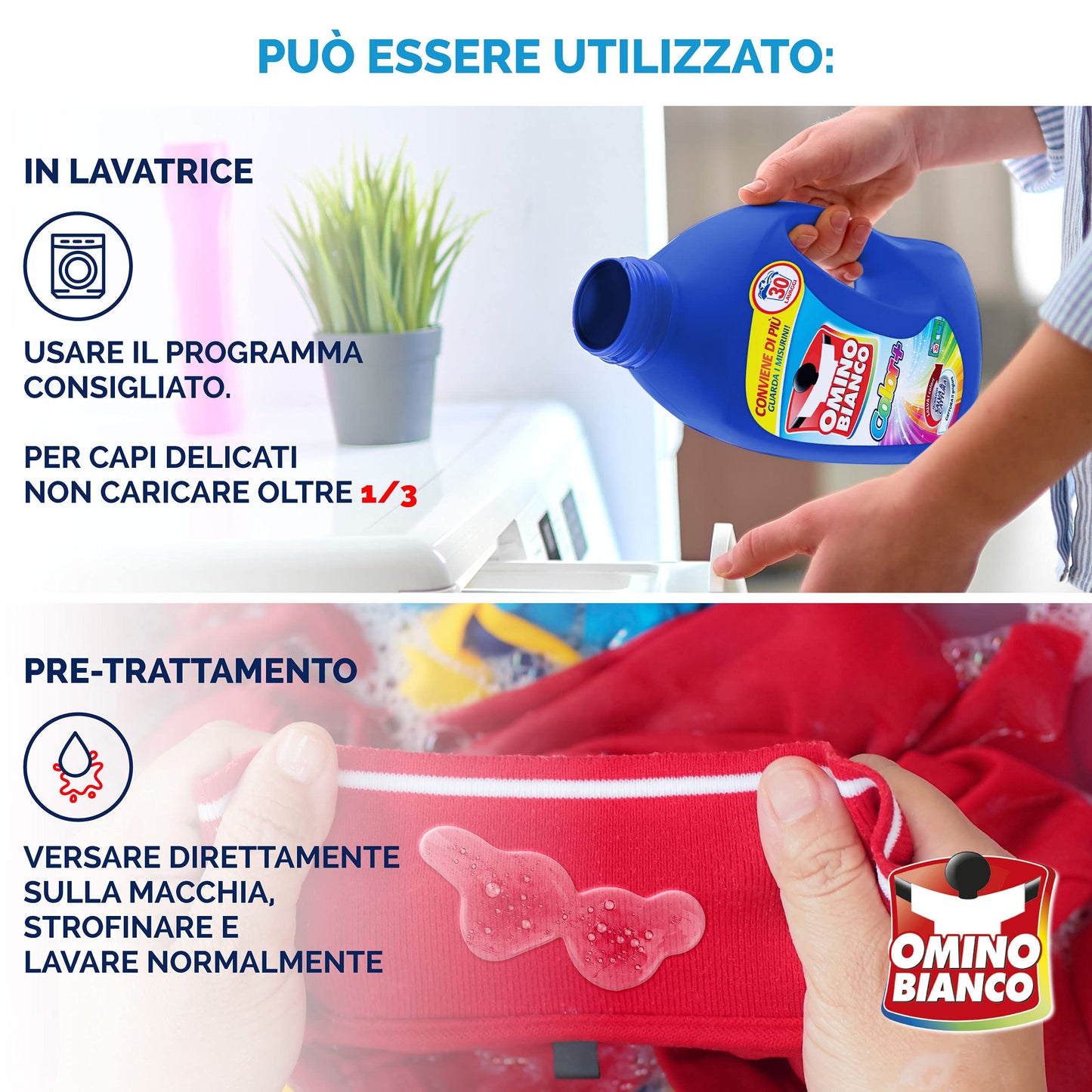 Omino Bianco - Detersivo Lavatrice Liquido Color+, 312 Lavaggi, Specifico per Capi Colorati, Tecnologia Salva i Colori e Cattura il Grigiore, 2600 ml x 6 Confezioni