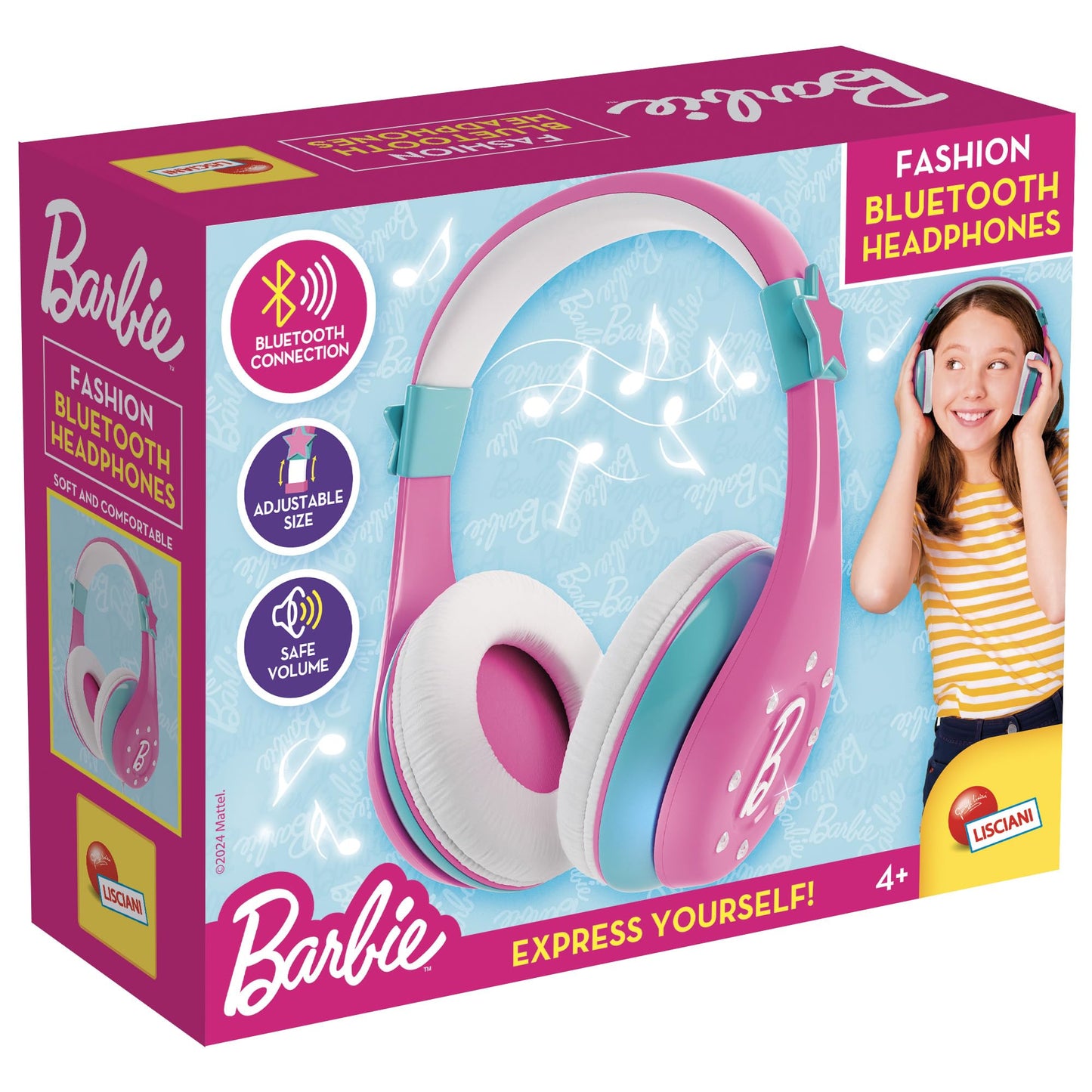 Lisciani Giochi Blueetooth Headphones Barbie Fashion Bluetooth Headphone, 104451, Multicolore, Regolabile