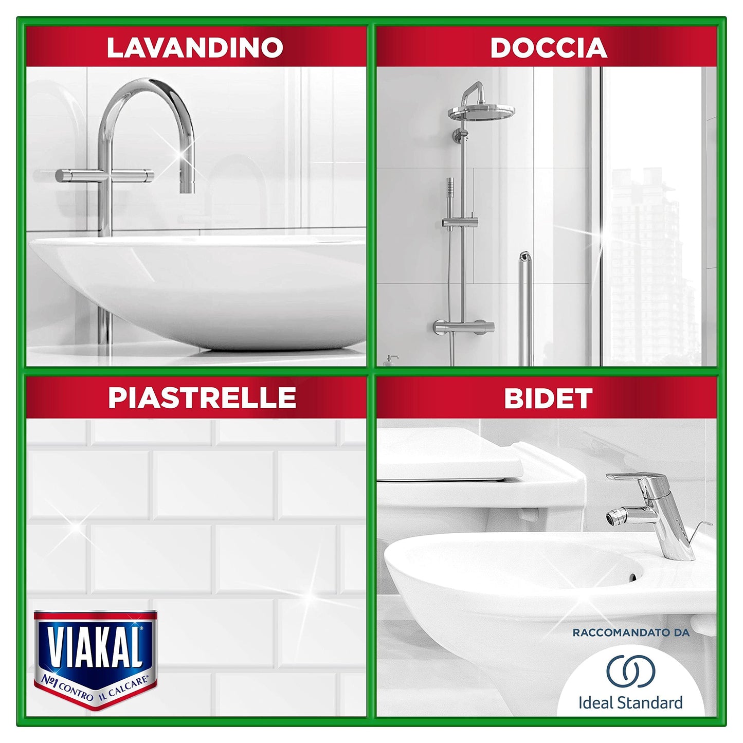 Viakal Anticalcare Detersivo Spray Bagno e Cucina, Igienizzante, 10 x 500 ml, con Tecnologia Anti-goccia, per un Bagno Pulito e Profumato, 100% di Plastica Riciclata