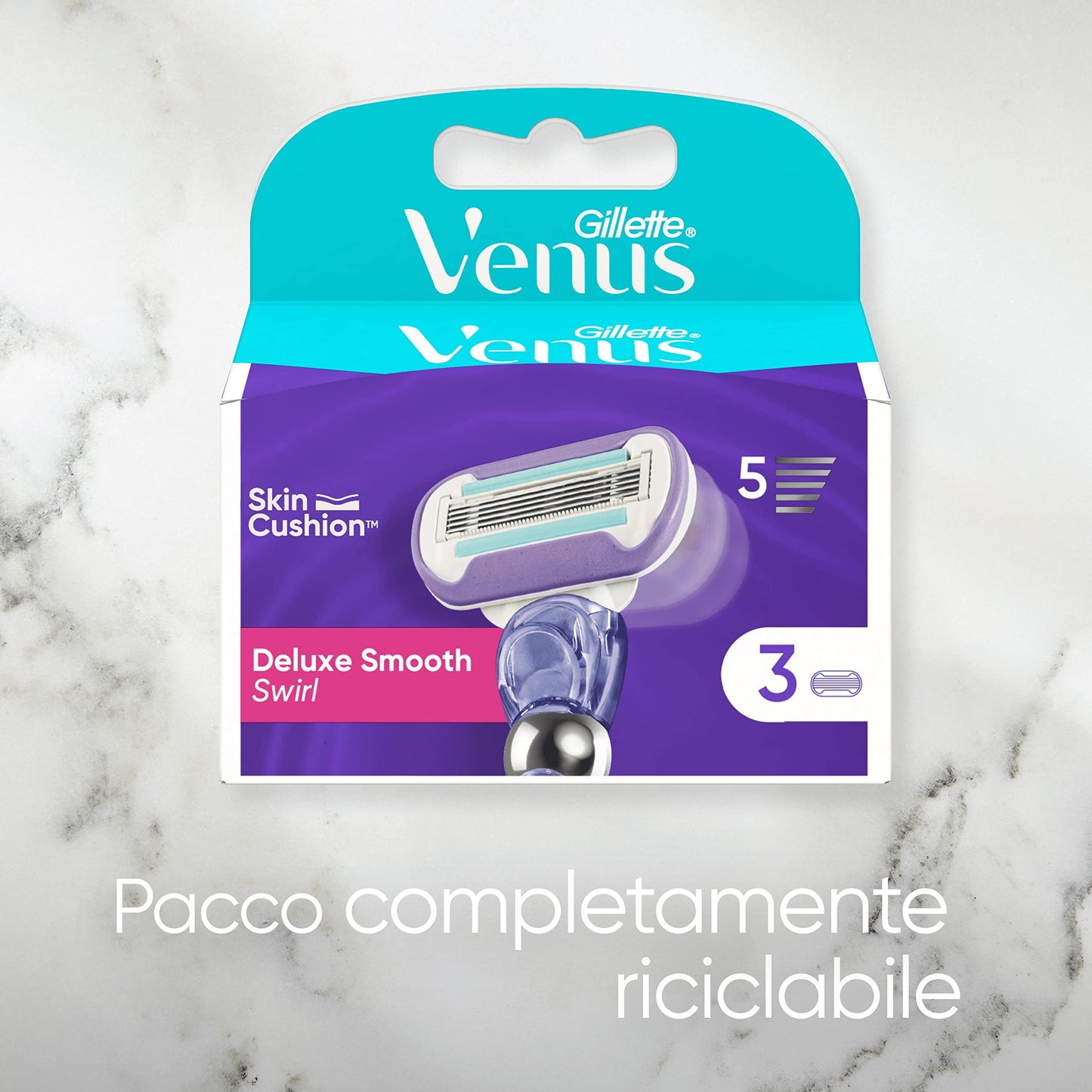 Venus Gillette Lamette Rasoi Donna Deluxe Smooth Swirl Per Rasoio A 5 Lame, Confezione Da 3