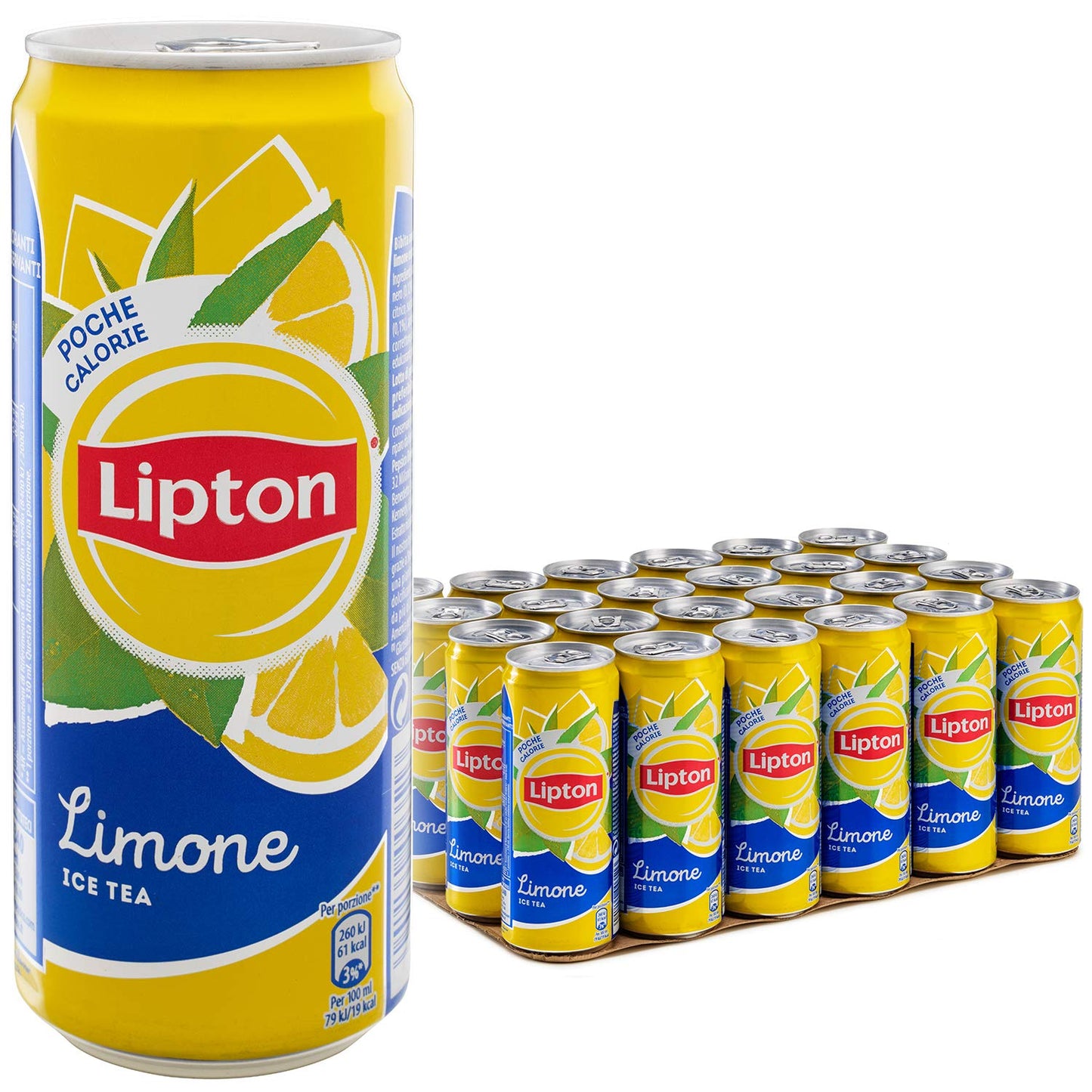 Lipton, Ice Tea, Tè Freddo al Gusto di Limone, Poche Calorie, con Stevia, Formato Sleek da 24x0,33L