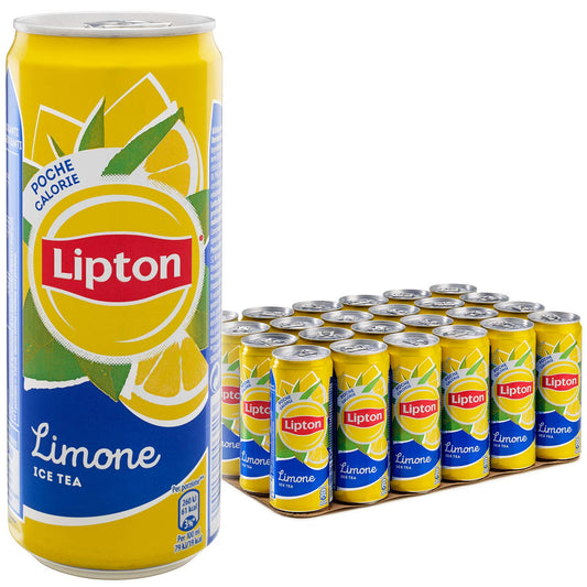 Lipton, Ice Tea, Tè Freddo al Gusto di Limone, Poche Calorie, con Stevia, Formato Sleek da 24x0,33L