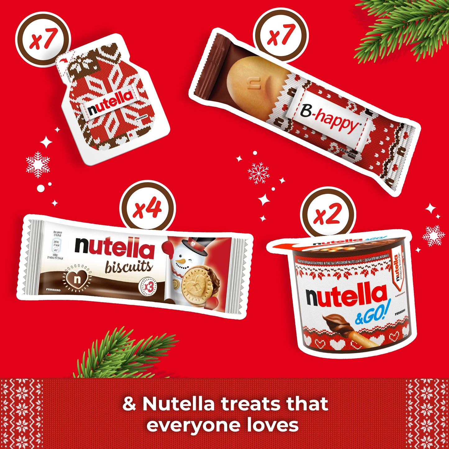 Nutella - Calendario Avvento 2025, 24 Deliziose Sorprese Nutella con Snack e Gadget, Idea Regalo Natale, Confezione da 528 Grammi