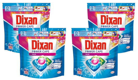 Dixan Power Caps Color, Detersivo Lavatrice in Capsule, 4 x 35 capsule lavaggi