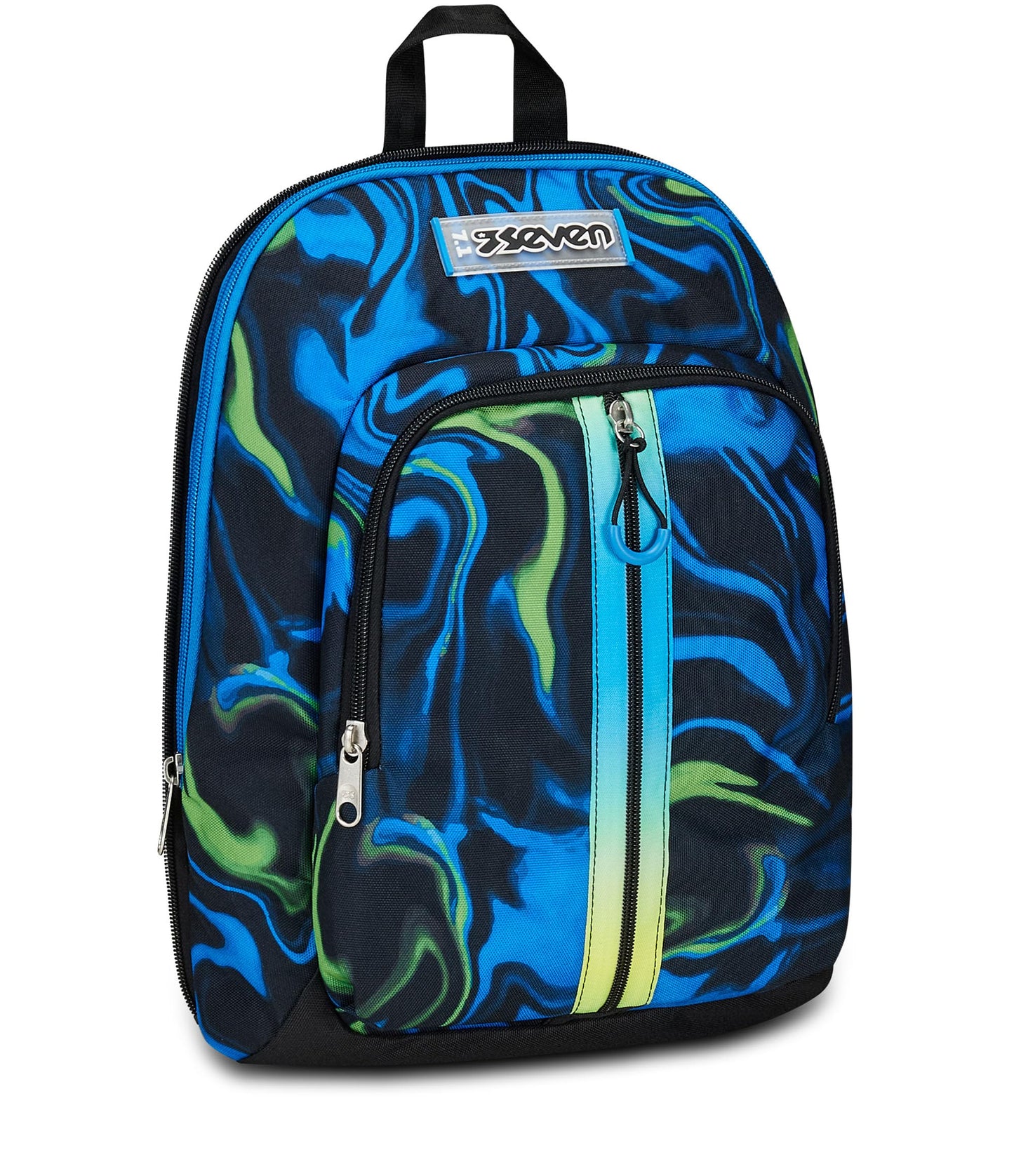 Seven Zaino Scuola Adavanced Detach, Nero Blu, Multi-Shade Boy, Doppio Scomparto Con Tasca Staccabile Uso Zainetto, Tasca Porta PC, Tasca Porta Borraccia, Zaino Medie e Superiori, Bambino Ragazzo