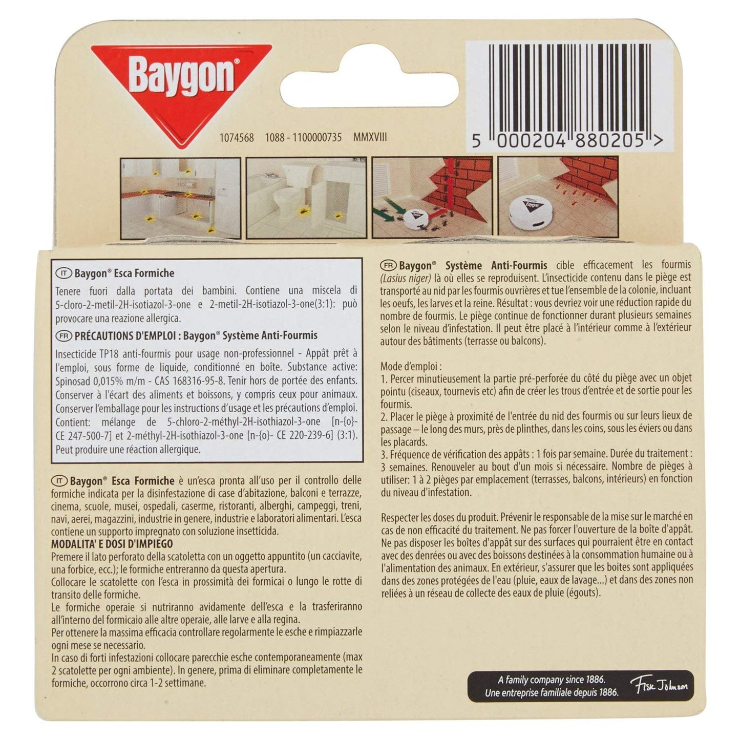 Baygon Esca Insetticida Formiche Pronta all'Uso, Protezione Cucina 30 g, Confezione da 4 per Uso in Spazi Interni ed Esterni