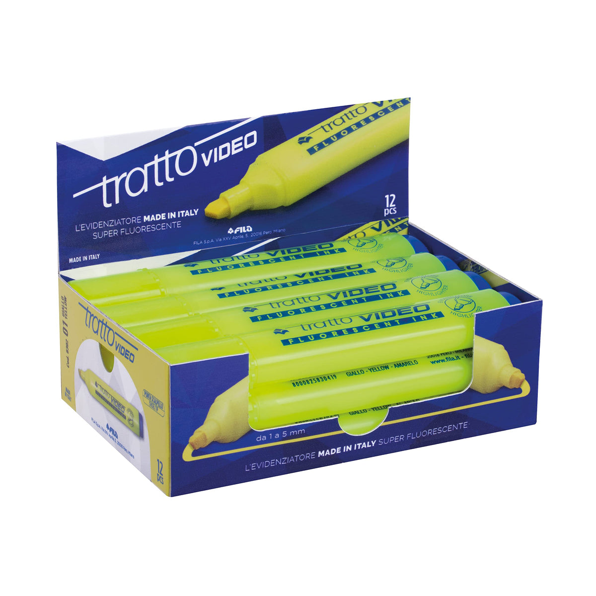 Tratto Video 830201 - Evidenziatore Video, colore: Giallo, confezione da 12