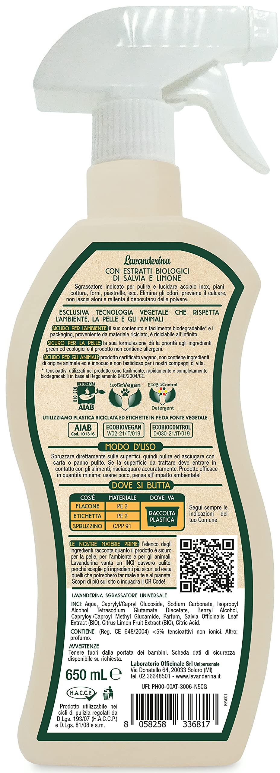 Lavanderina - Sgrassatore Universale Multi-superficie Verbena 650mL