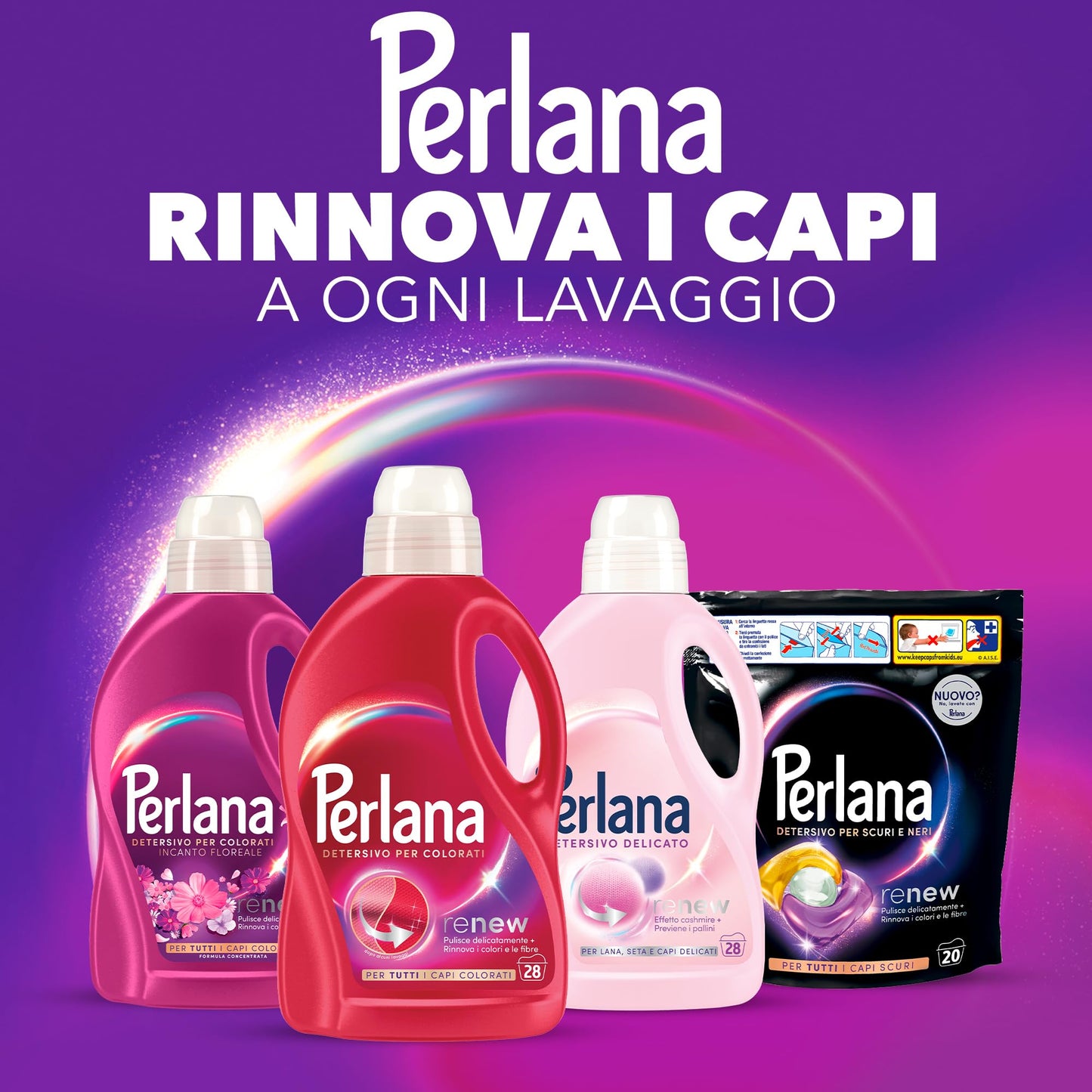 Perlana Detersivo Caps per Scuri e Neri (20 Caps), Detersivo lavatrice in capsule per tutti i capi scuri, Detersivo capi neri per pulizia delicata e fibre rinnovate
